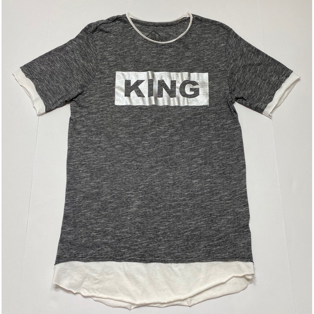 Mens T-Shirt Size S Gray Heathered Space Dye Tee King Graphic Upstanders NYC